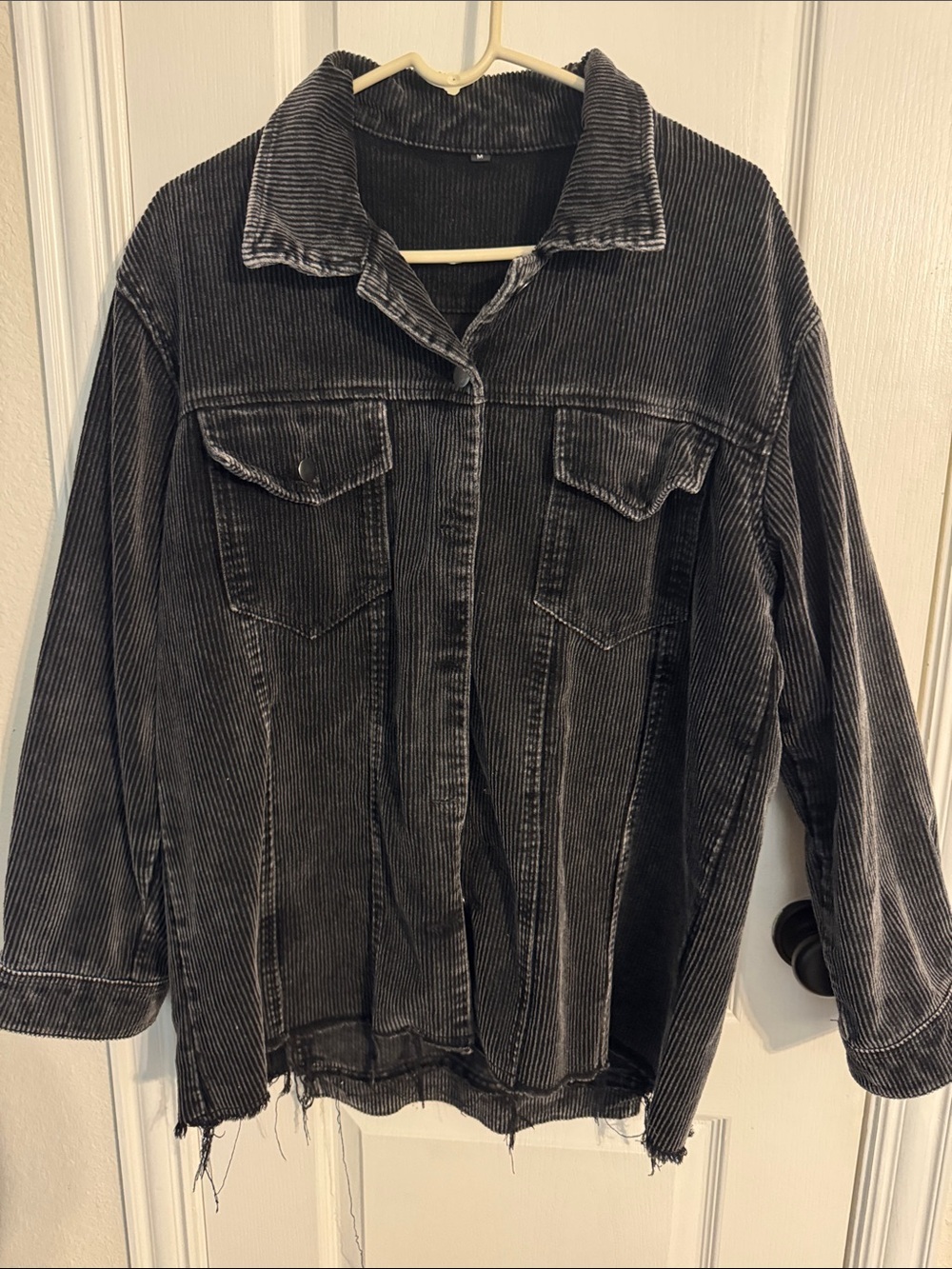 Corduroy Oversized Jacket in Charcoal Gray